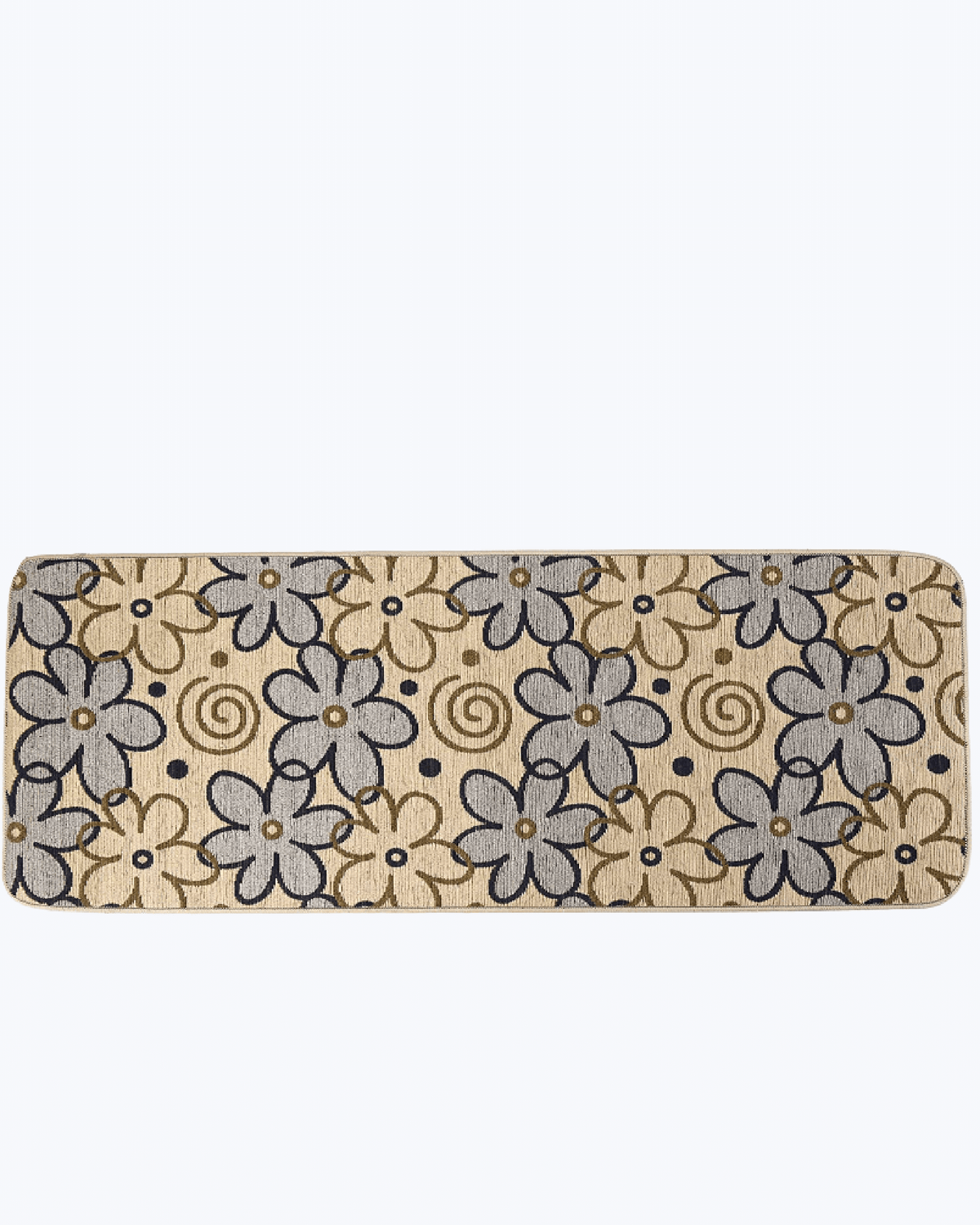 Tappeto Cucina Antimacchia e Antiscivolo | Fantasia a Fiori Flora - Beige