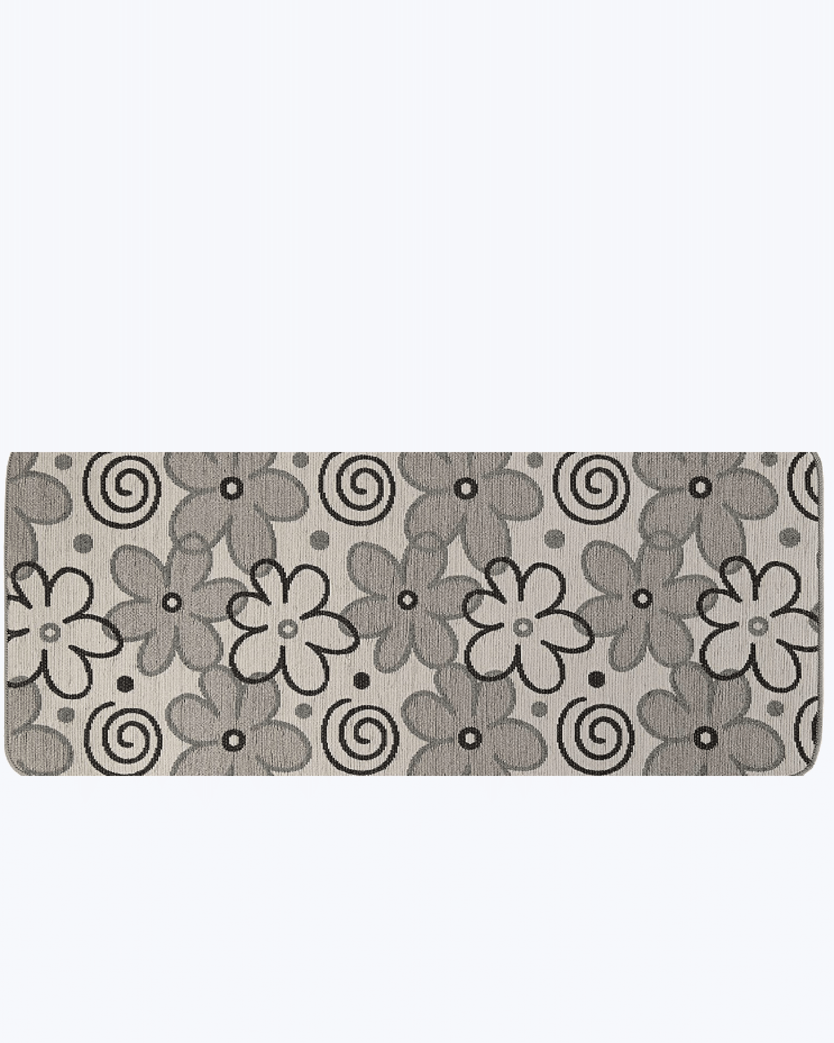 Tappeto Cucina Antimacchia e Antiscivolo | Fantasia a Fiori Flora - Grigio