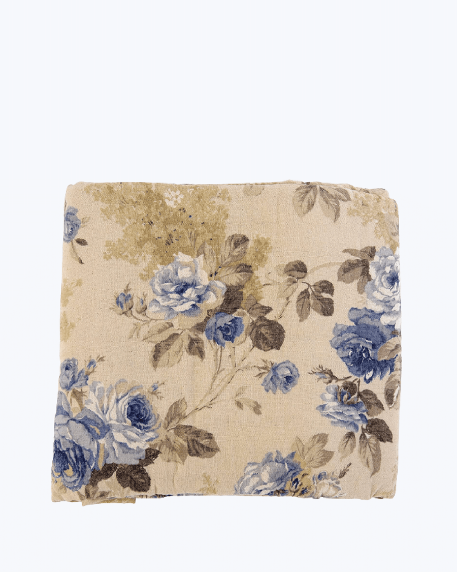 Telo Arredo Copritutto in Cotone Fantasia Floreale - Perfetto come Copriletto o Copridivano Beige Blu