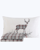 Set Lenzuola Letto in Cotone Made in Italy - Completo Letto Tartan con Cervi