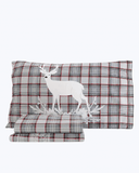 Set Lenzuola Letto in Cotone Made in Italy - Completo Letto Tartan con Cervi