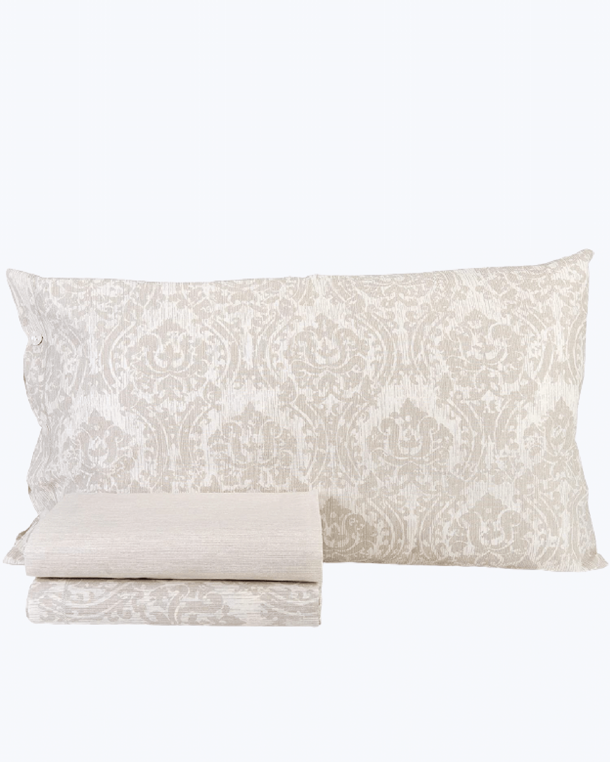 HomeLife Set Lenzuola Completo Letto Singolo 100% Cotone Made in Italy | Lenzuolo Sopra 155x290CM + Lenzuolo Sotto con Angoli 90x200 + Federa con Bottoni 50x80 | Stampa Fantasia di Arabeschi Beige