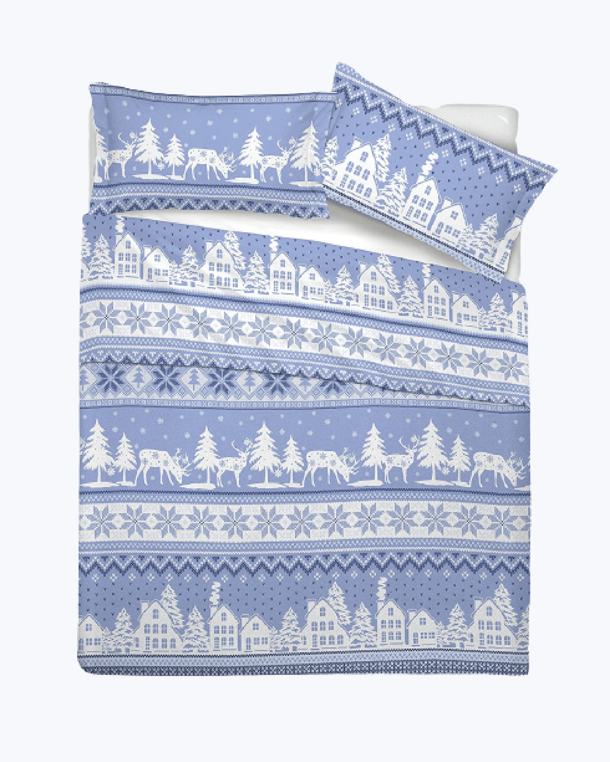 HomeLife Piumone Matrimoniale Fantasia Invernale Blu