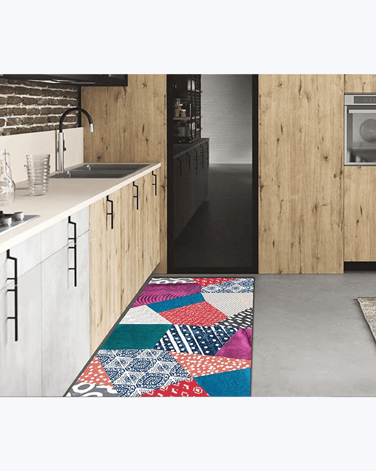 Tappeto Passatoia Antiscivolo e Antimacchia in PVC Stampa Patchwork