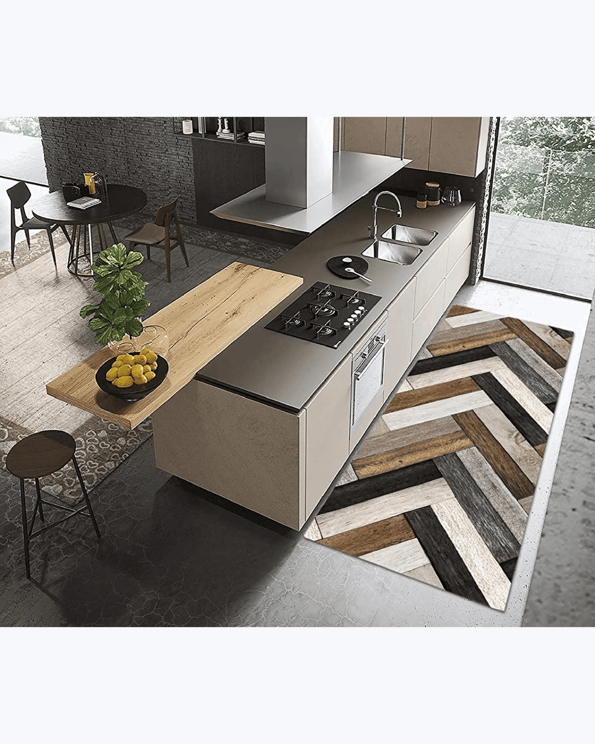 Tappeto Passatoia Antiscivolo e Antimacchia in PVC Stampa Parquet