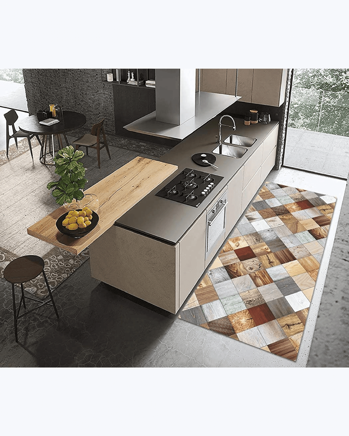 Tappeto Passatoia Antiscivolo e Antimacchia in PVC Stampa Parquet