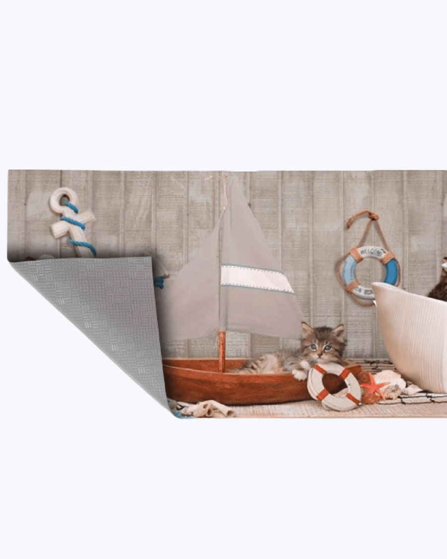 Tappeto Passatoia Antiscivolo e Antimacchia in PVC con Gattini Marinai