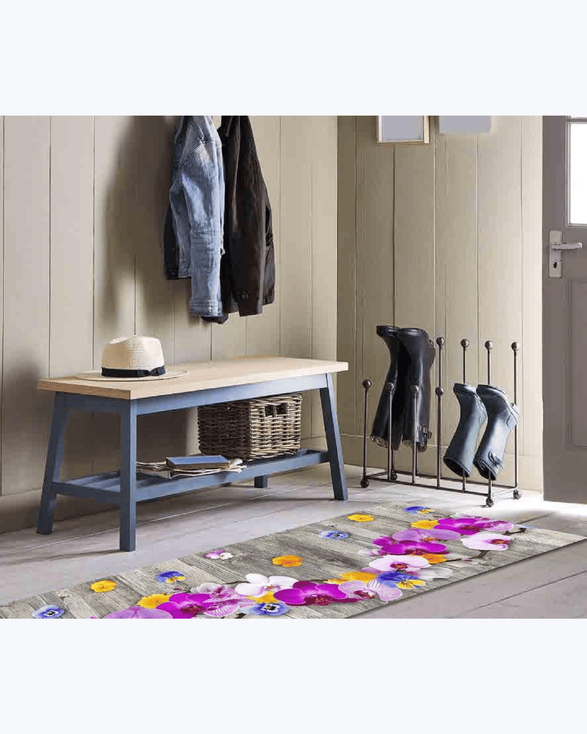 Tappeto Passatoia Antiscivolo e Antimacchia in PVC con Stampa Orchidea