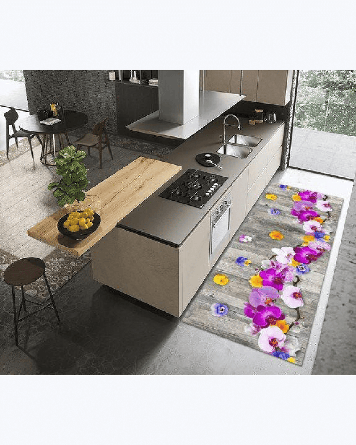 Tappeto Passatoia Antiscivolo e Antimacchia in PVC con Stampa Orchidea