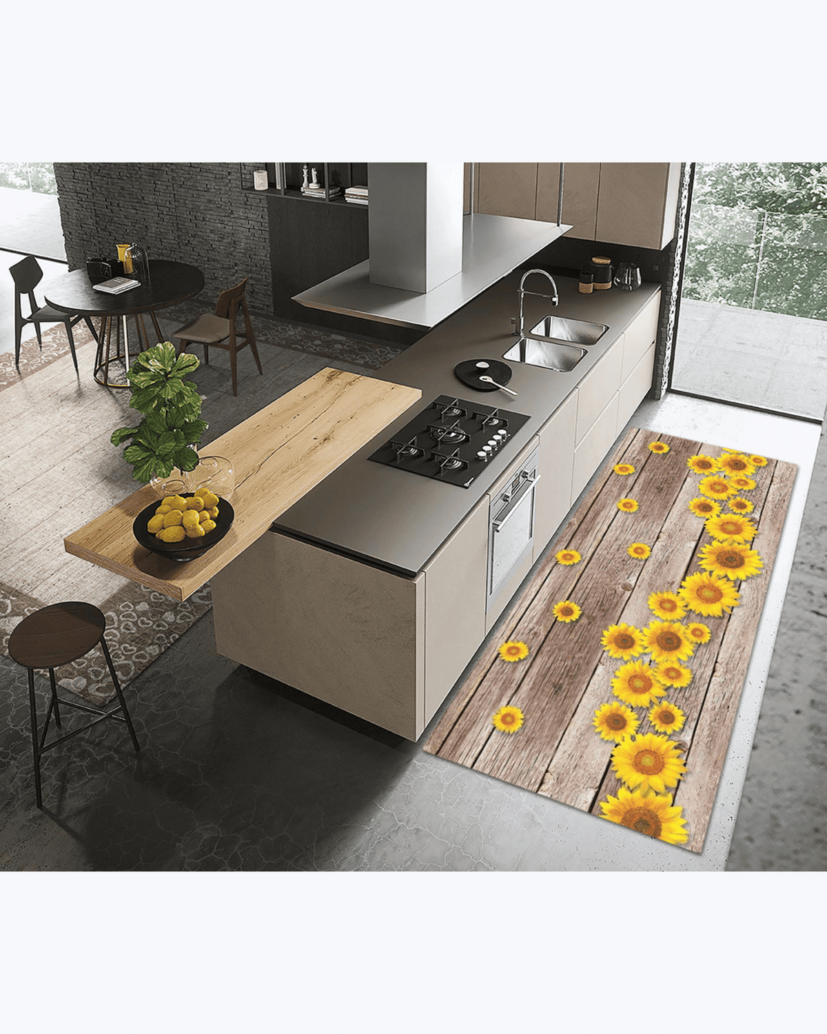 Tappeto Passatoia Antiscivolo e Antimacchia in PVC con Stampa Girasoli