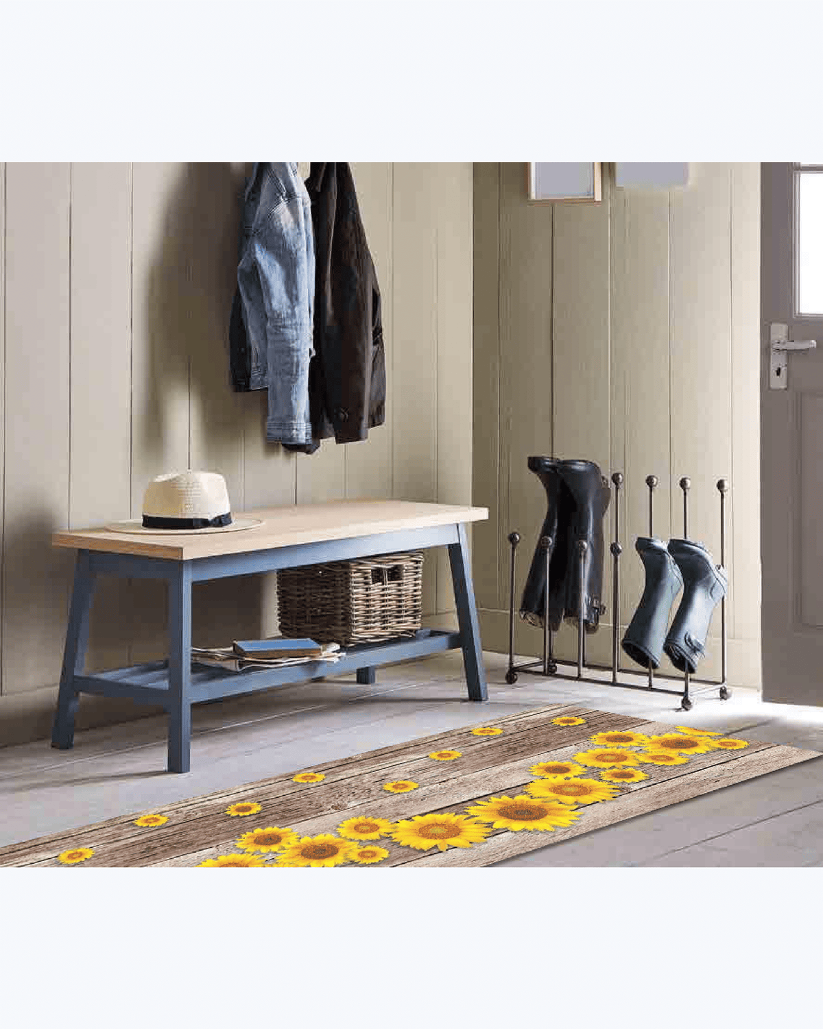 Tappeto Passatoia Antiscivolo e Antimacchia in PVC con Stampa Girasoli