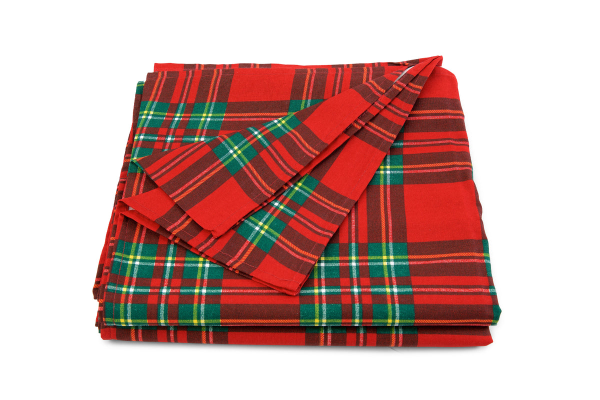 Telo Arredo Copritutto in Cotone Fantasia Tartan- Perfetto come Copriletto o Copridivano