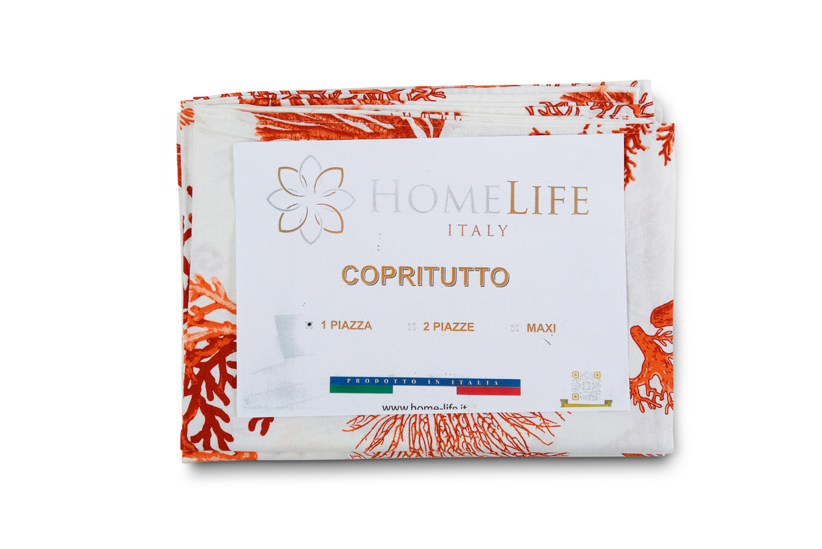 Telo Arredo Copritutto in Cotone Fantasia Marina - Perfetto come Copriletto o Copridivano