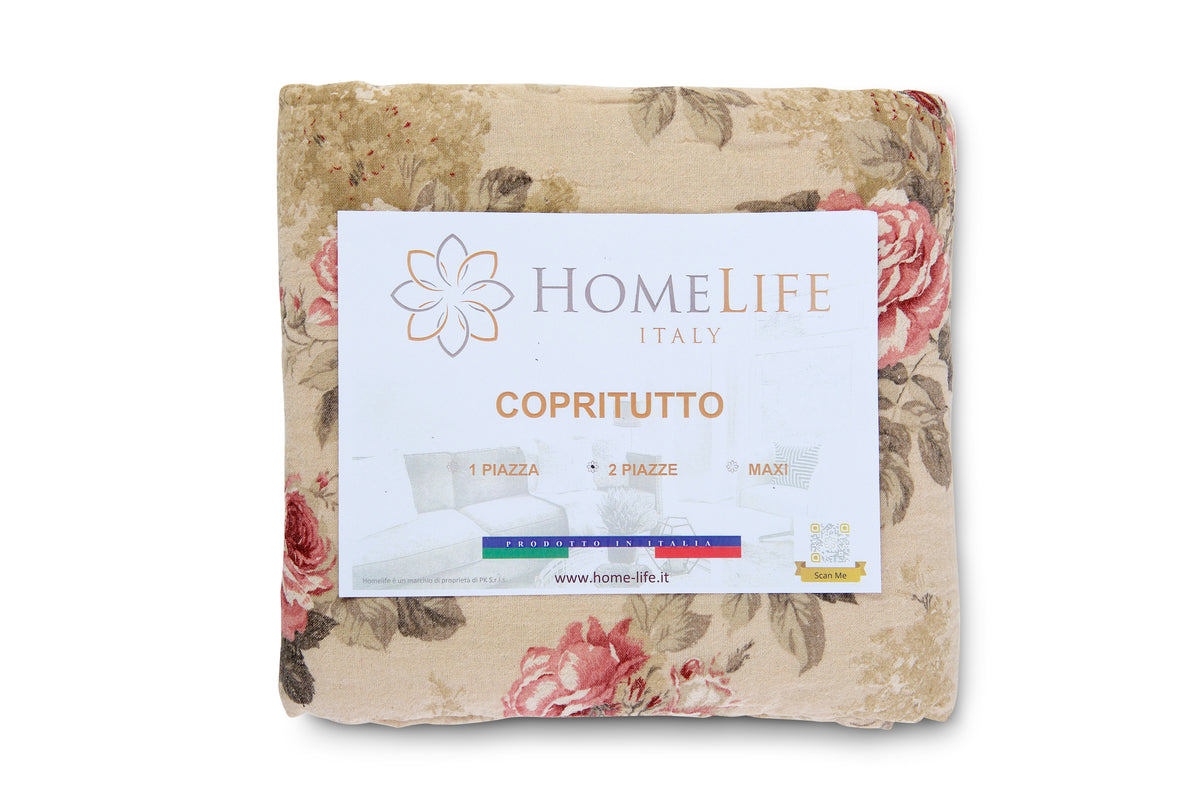 Telo Arredo Copritutto in Cotone Fantasia Floreale - Perfetto come Copriletto o Copridivano
