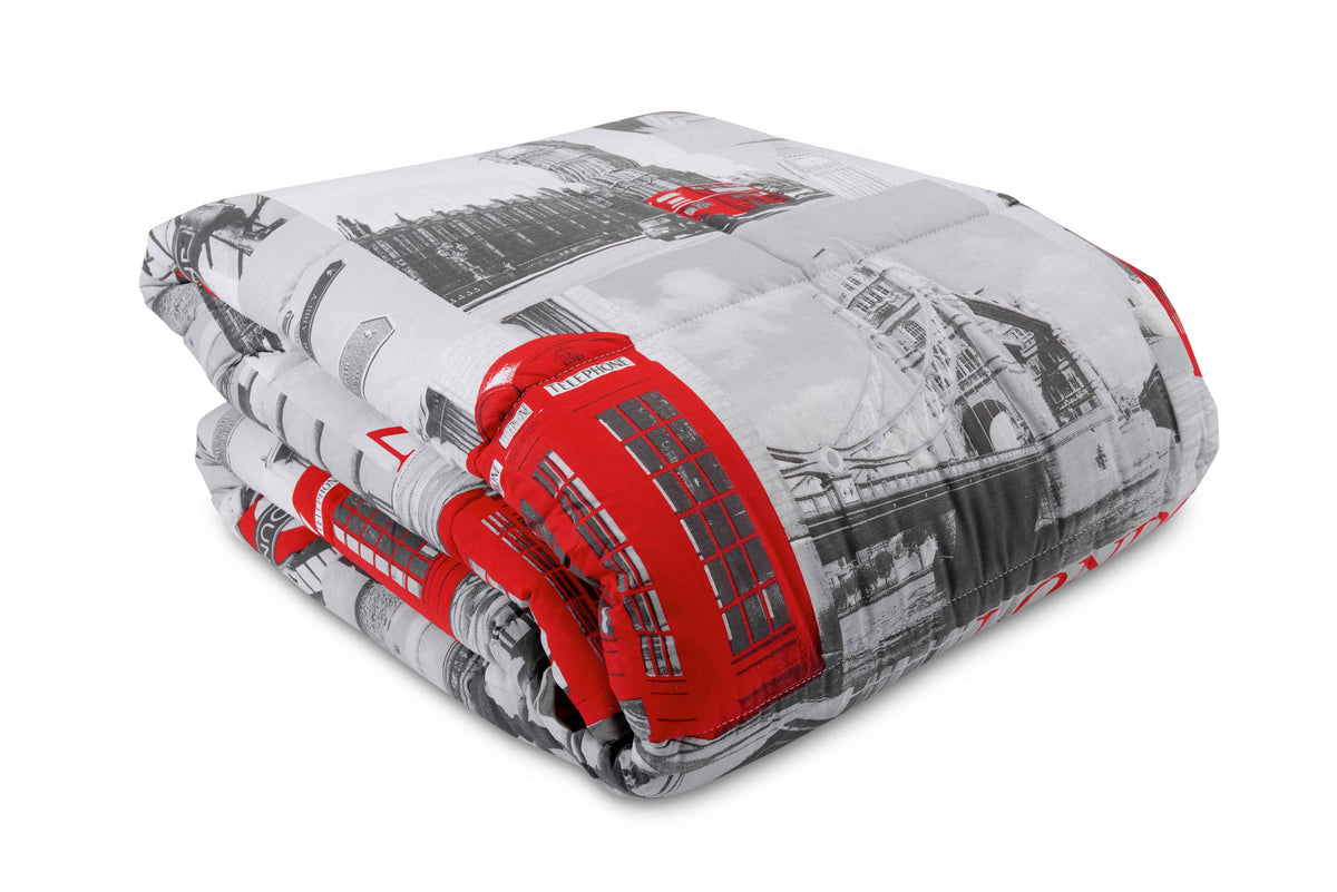 Piumone Letto Trapuntato Autunno/Inverno Fantasia Londra