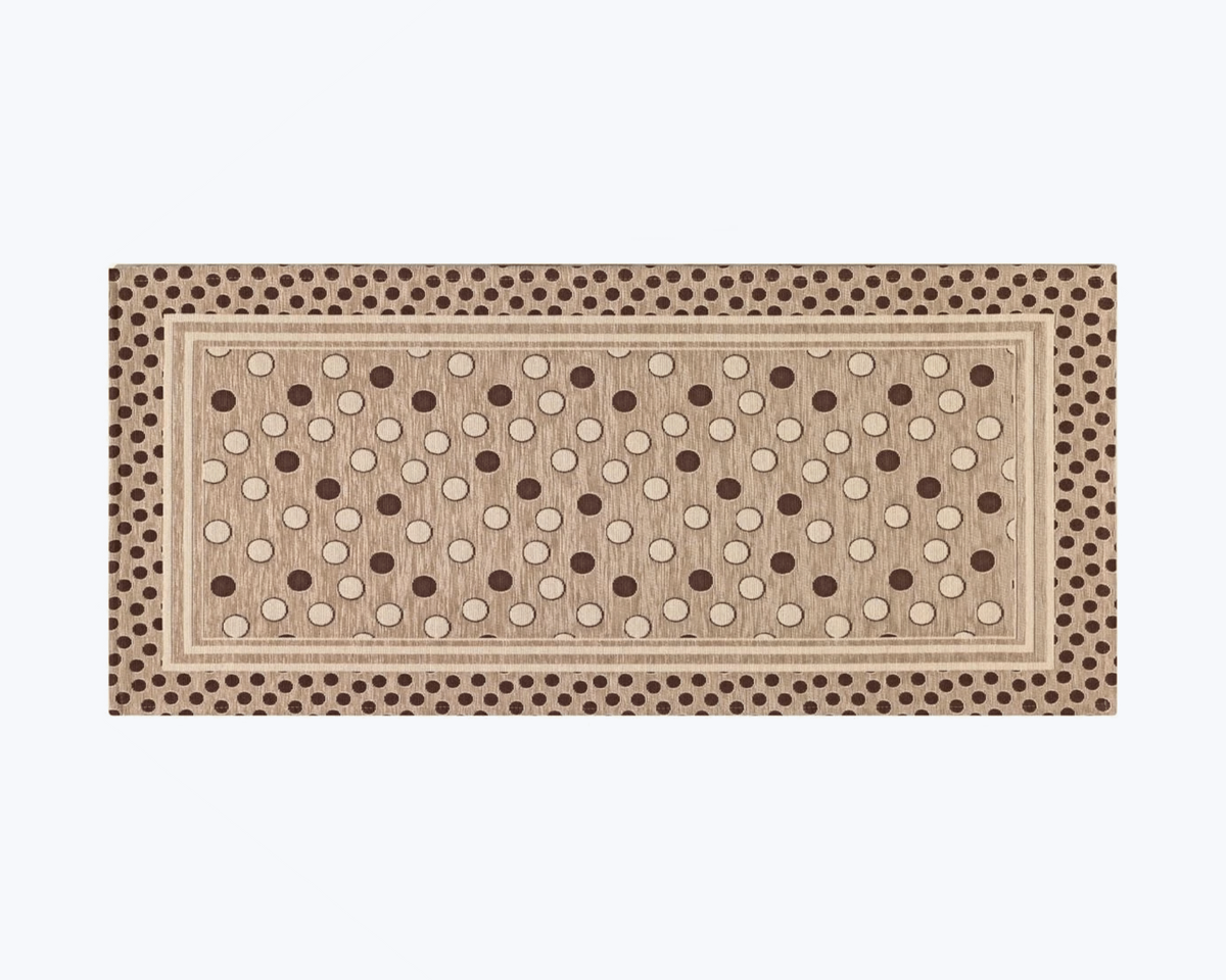 Tappeto Cucina Antimacchia e Antiscivolo | Fantasia a Pois Beige