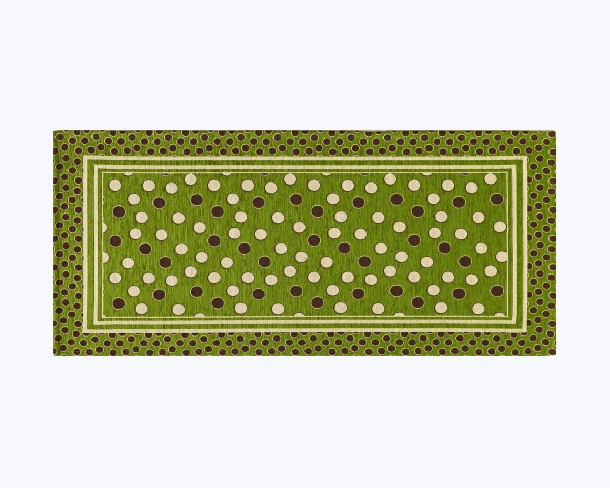 Tappeto Cucina Antimacchia e Antiscivolo | Fantasia a Pois Verde Salvia