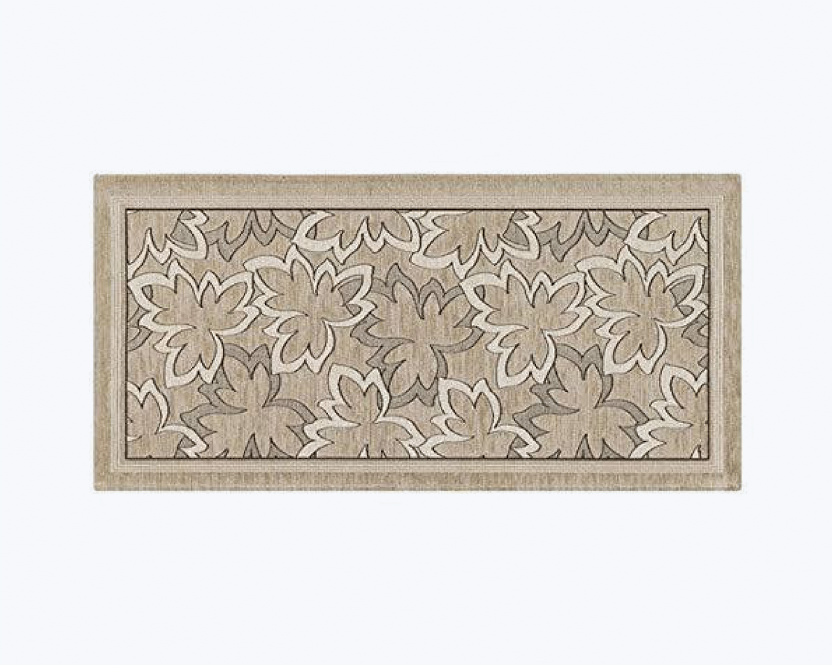 Tappeto Cucina Antimacchia e Antiscivolo | Fantasia Foliage Tortora