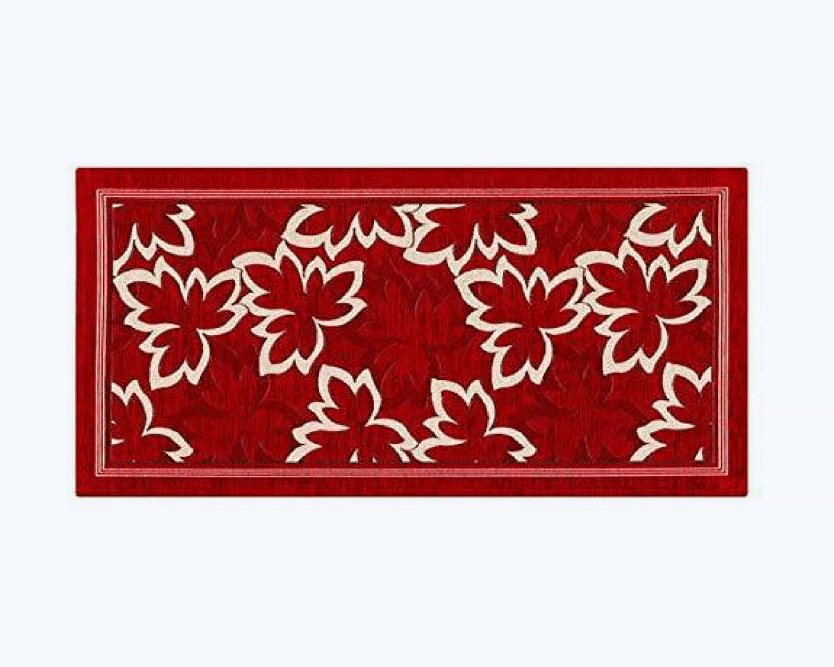Tappeto Cucina Antimacchia e Antiscivolo | Fantasia Foliage Rosso