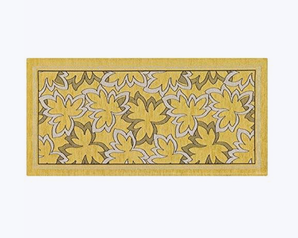 Tappeto Cucina Antimacchia e Antiscivolo | Fantasia Foliage Giallo