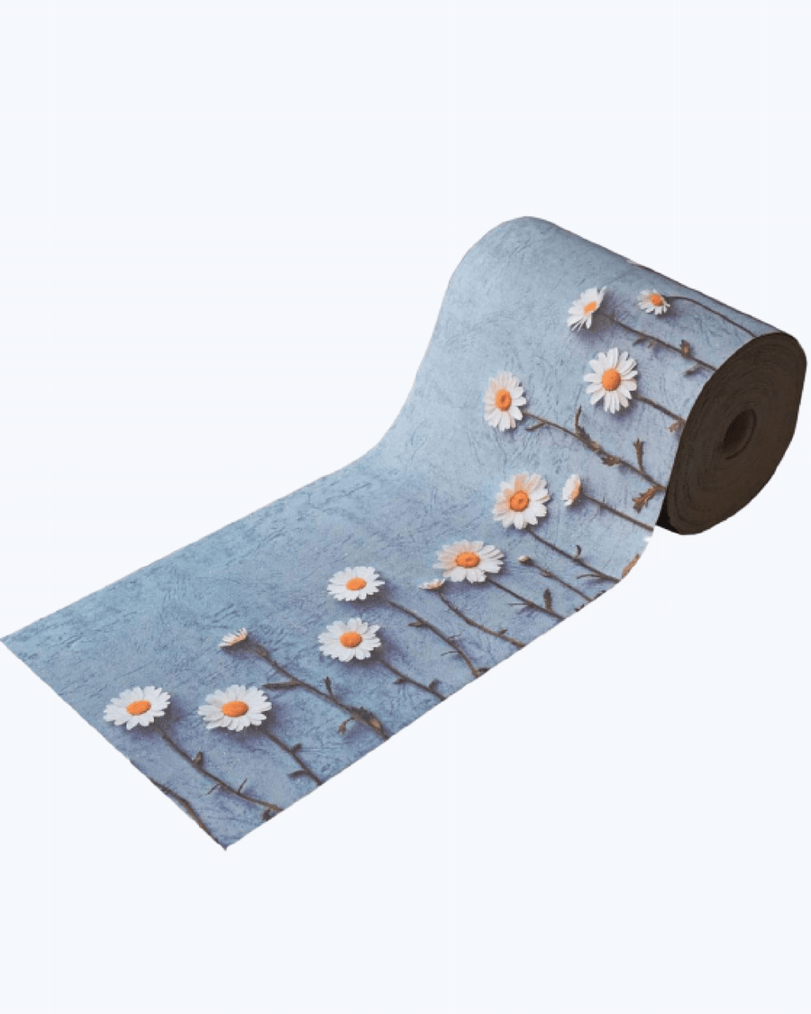 Tappeto Passatoia Antiscivolo e Antimacchia in PVC Stampa Margherite 52X500