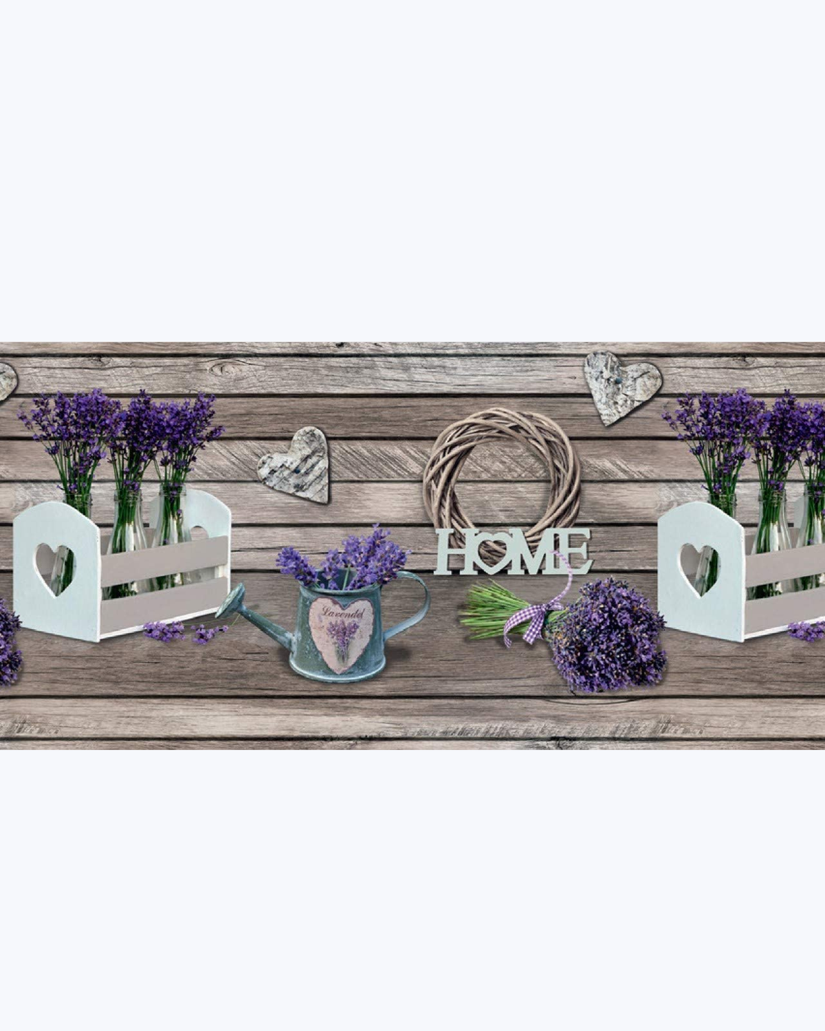 Tappeto Passatoia Antiscivolo e Antimacchia in PVC con Stampa Fiori di Lavanda Lavanda