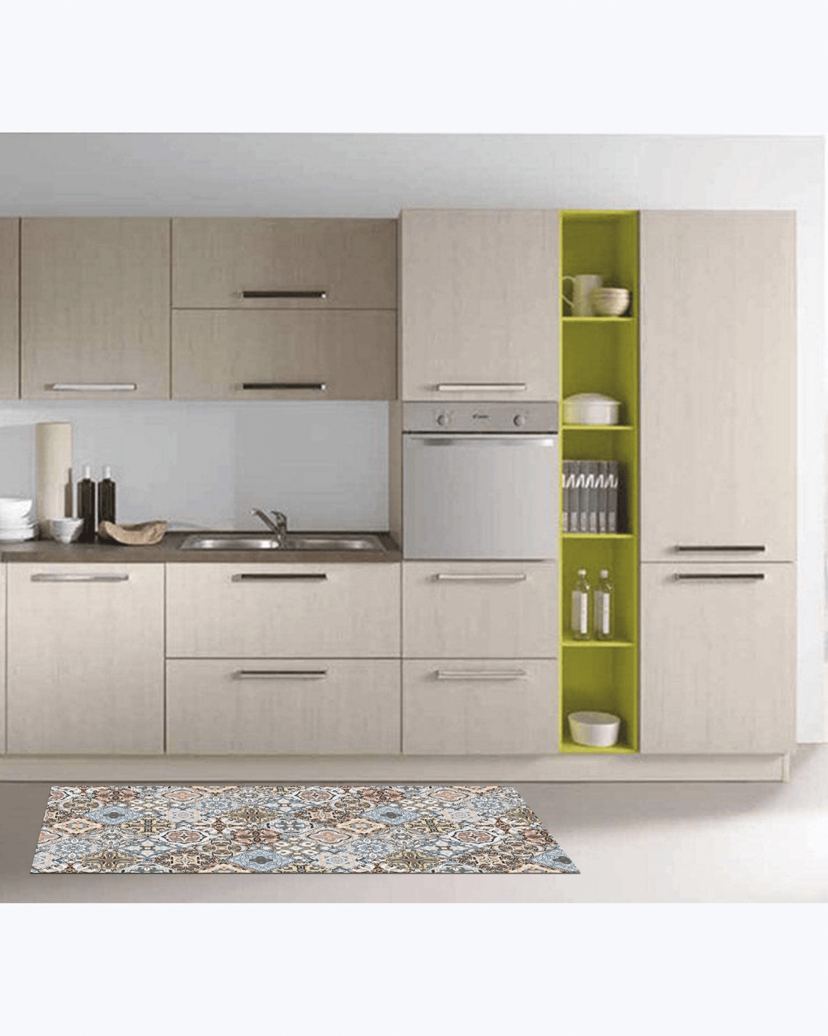 Tappeto Passatoia Antiscivolo e Antimacchia in PVC con Stampa Piastrelle Blu