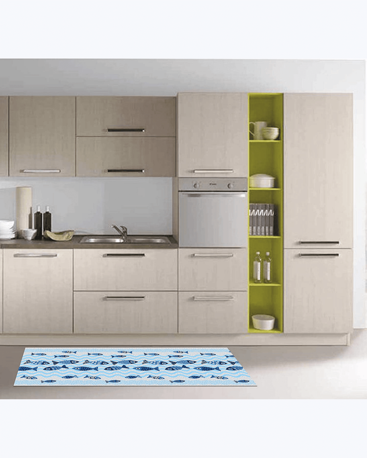 Tappeto Passatoia Antiscivolo e Antimacchia in PVC con Stampa Pesciolini