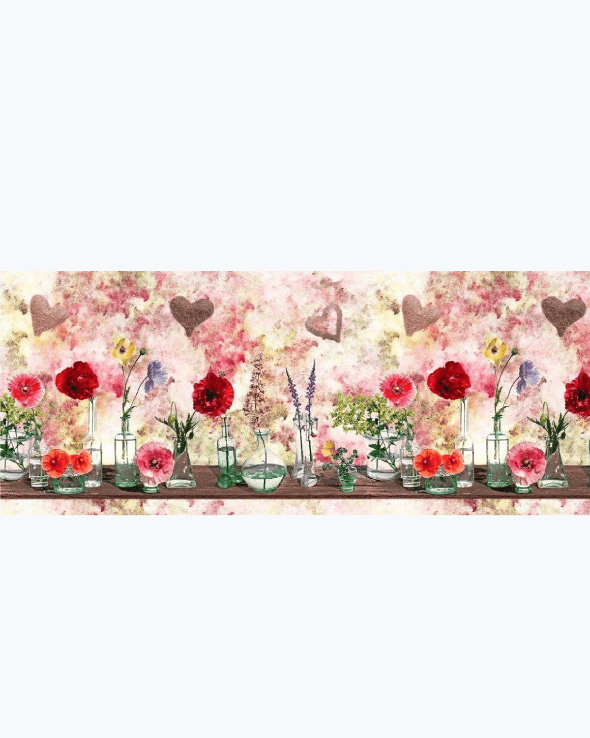 Tappeto Passatoia Antiscivolo e Antimacchia in PVC con Stampa Fiori e Ampolle 52X500