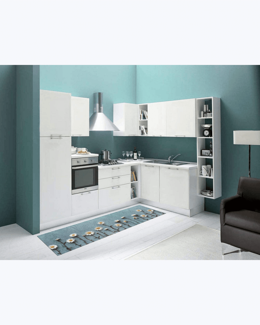 Tappeto Passatoia Antiscivolo e Antimacchia in PVC Stampa Margherite