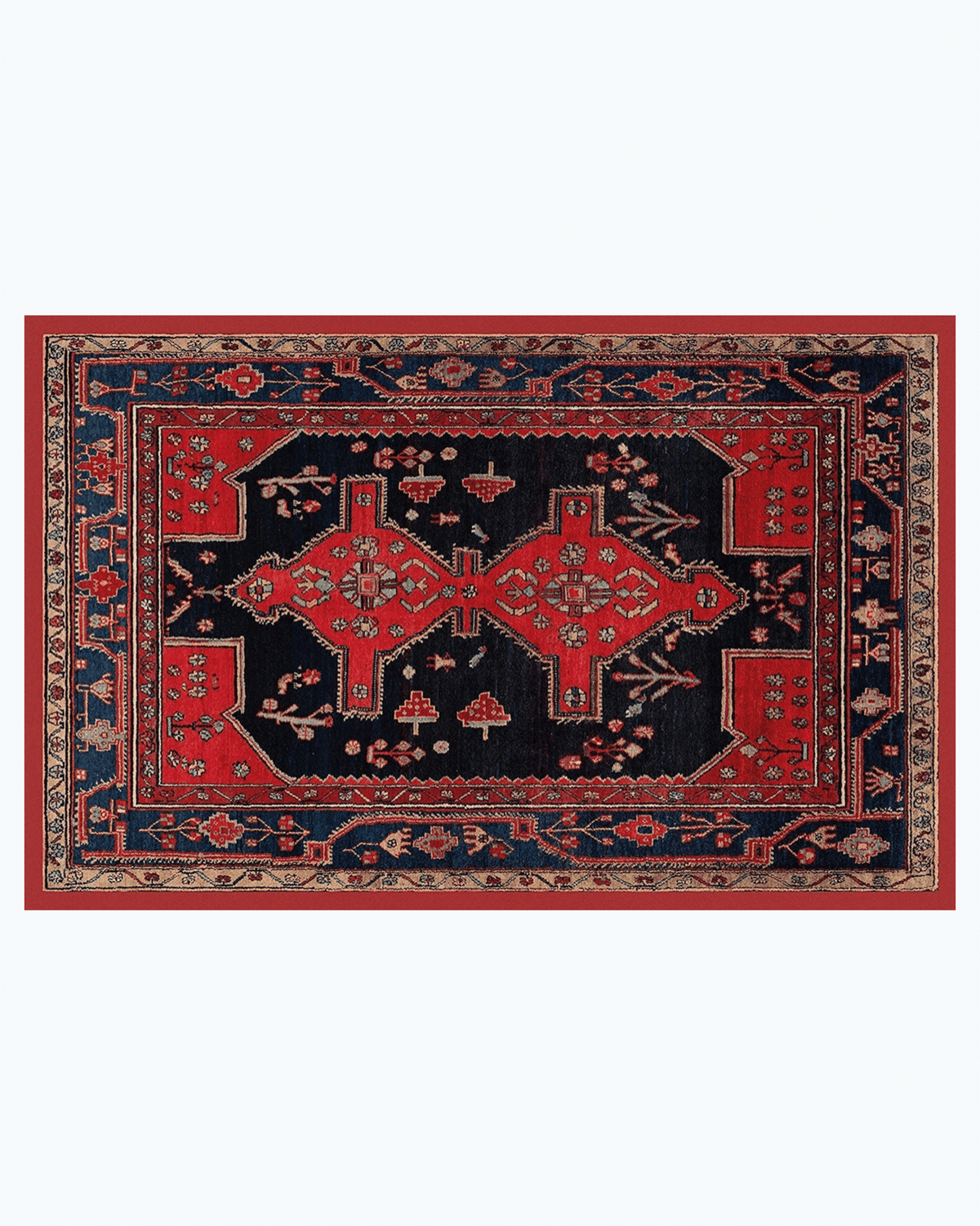 Tappeto Stile Persiano/Orientale | Tappetino Lavabile per Salotto/Camera da Letto/Soggiorno con Fondo Antiscivolo | Scendiletto Stampa Digitale in Stile Orientale Rosso