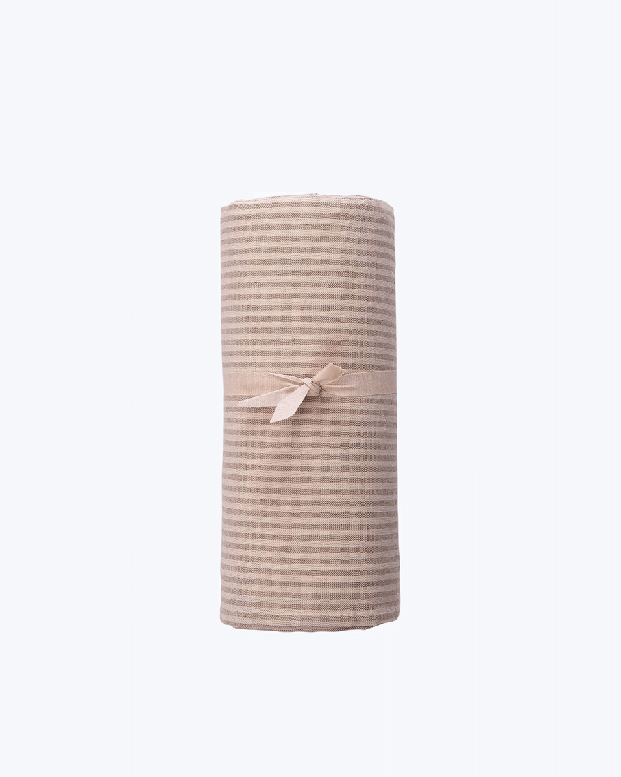 Telo Arredo Copritutto a Righine in Cotone - Perfetto come Copriletto o Copridivano Beige