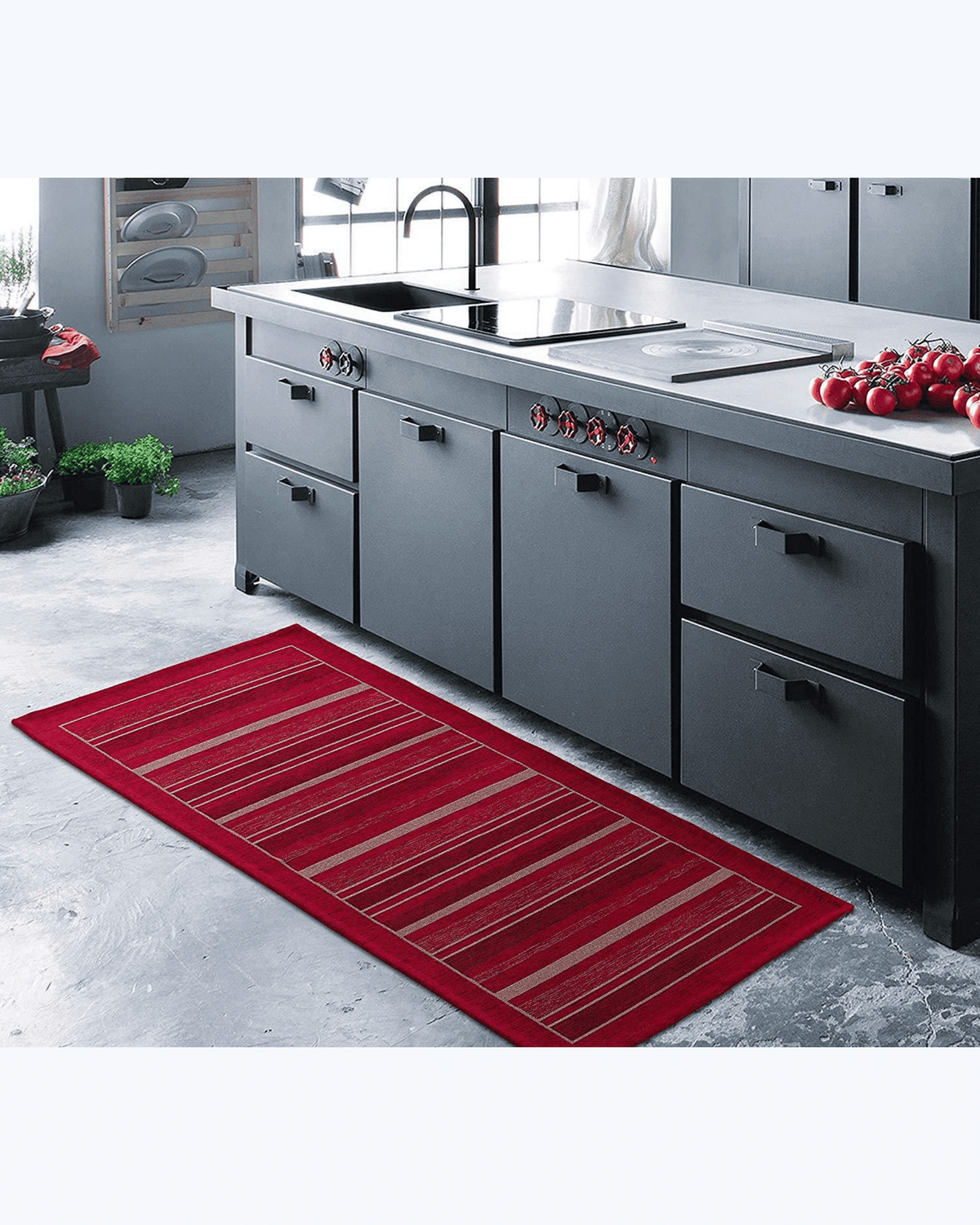Tappeto Cucina Antimacchia e Antiscivolo | Fantasia a Colorate Effetto Rigato