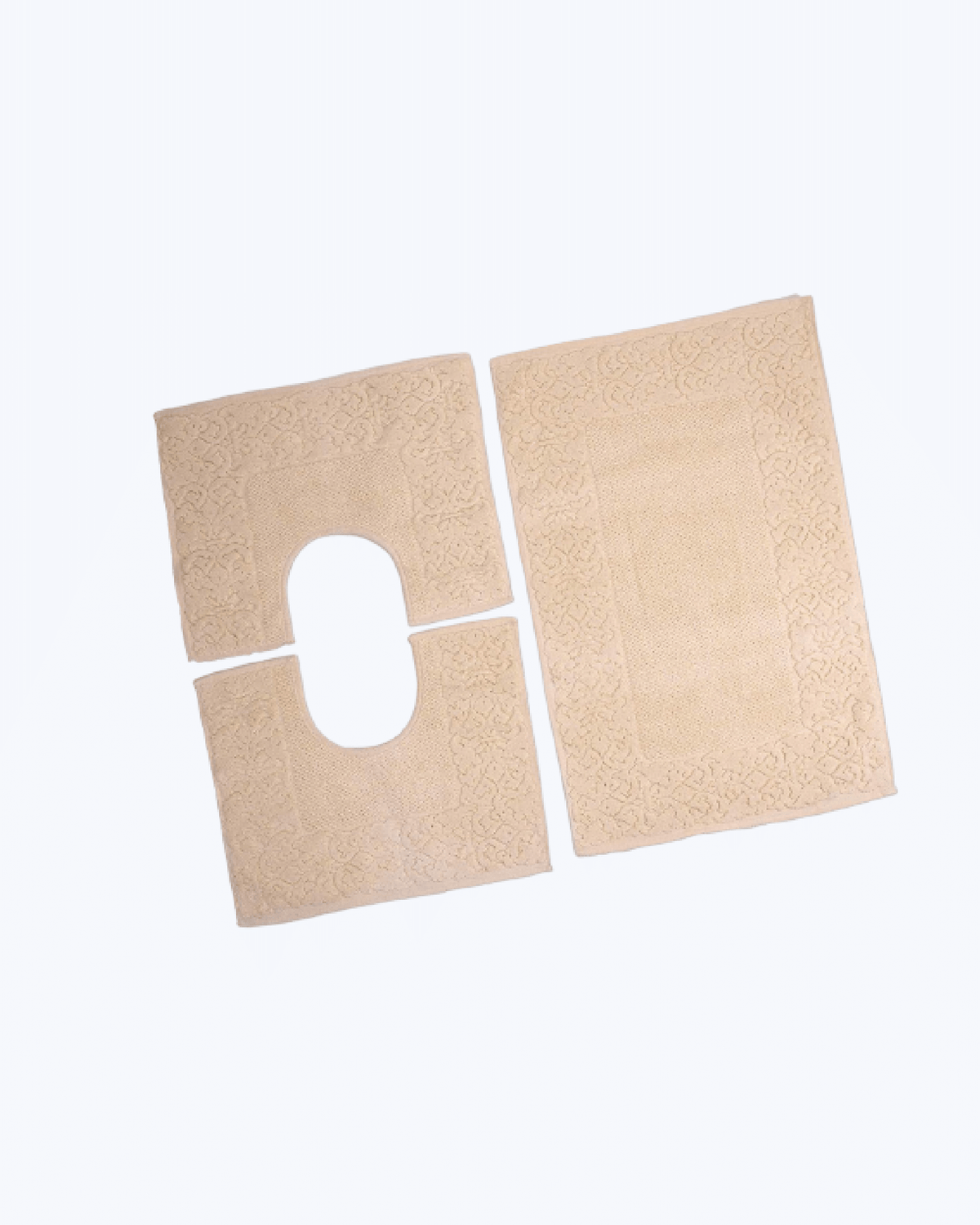 Set Tappeti Bagno 3 Pezzi Elegante: 1 Tappeto 60X90 e 2 Girowater/Girobidet Panna