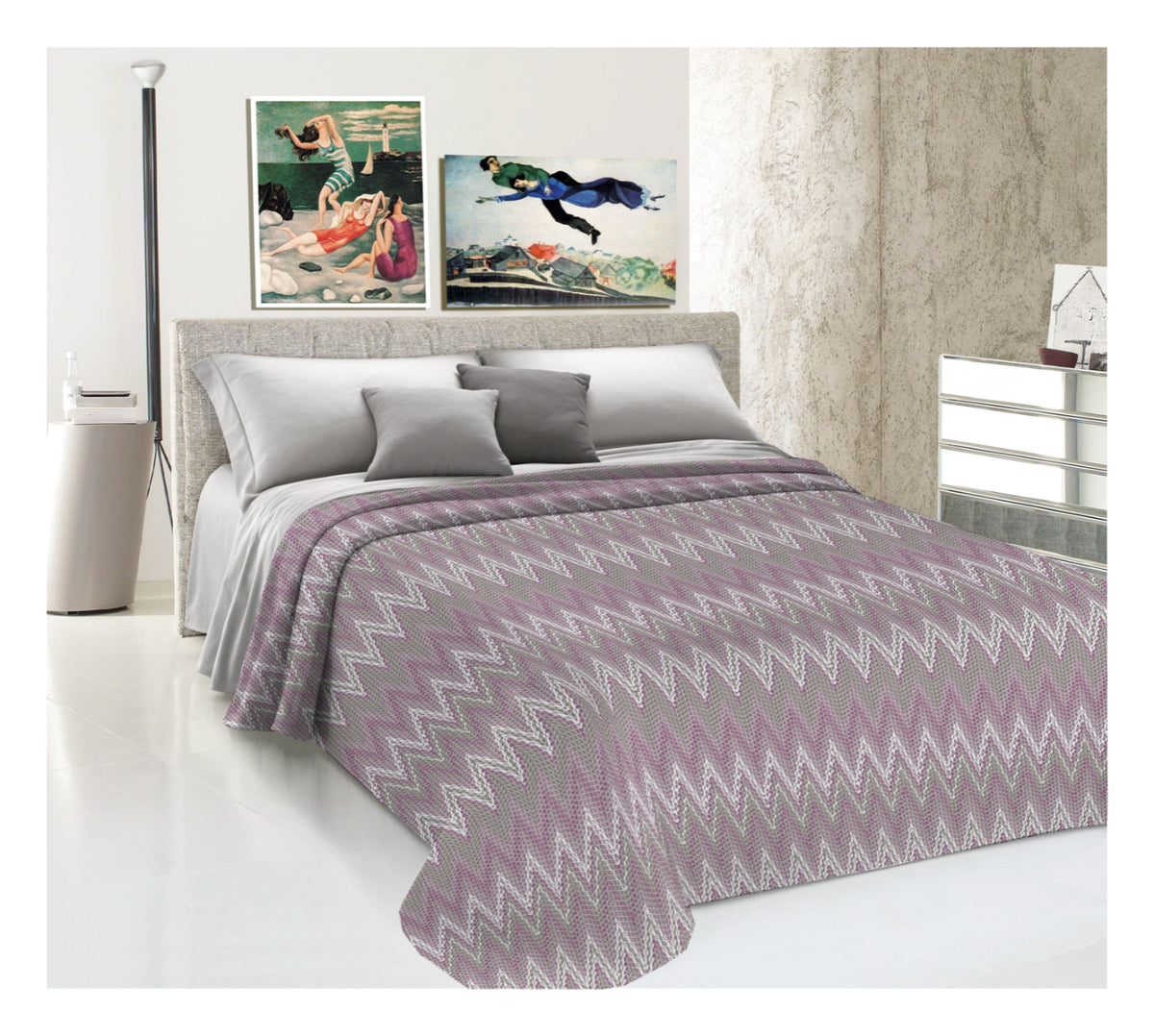 Lenzuolo Copriletto Estivo in Cotone Piquet - Righe Spezzate Corallo