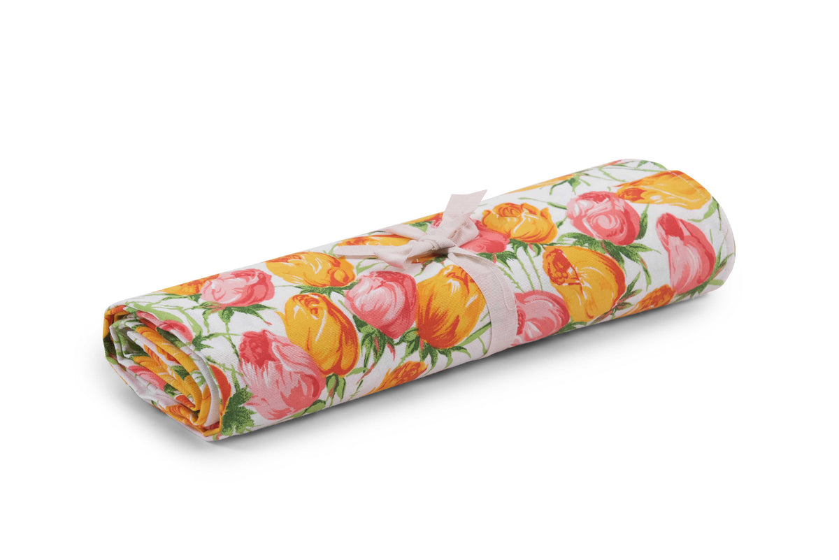 Telo Arredo Copritutto in Cotone Fantasia Tulipani - Perfetto come Copriletto o Copridivano