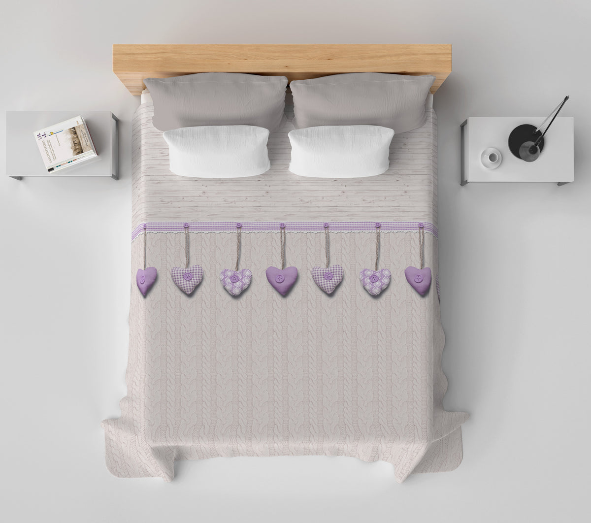 Lenzuolo Copriletto Estivo Cotone Piquet - Cuori Appesi