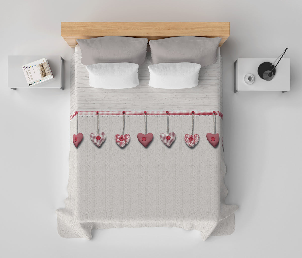 Lenzuolo Copriletto Estivo Cotone Piquet - Cuori Appesi