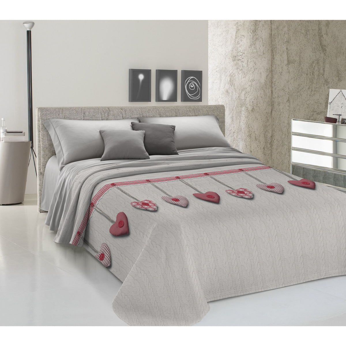 Lenzuolo Copriletto Estivo Cotone Piquet - Cuori Appesi