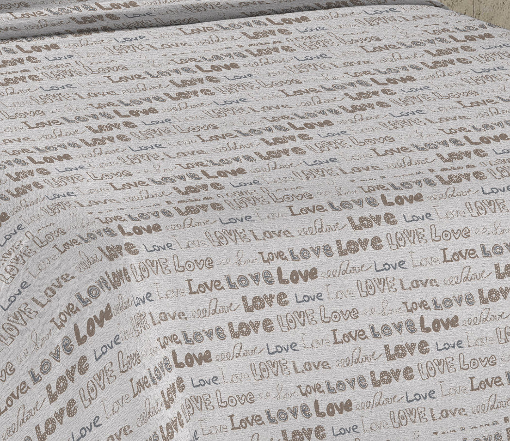 Lenzuolo Copriletto Estivo in Cotone Piquet - Scritta Love