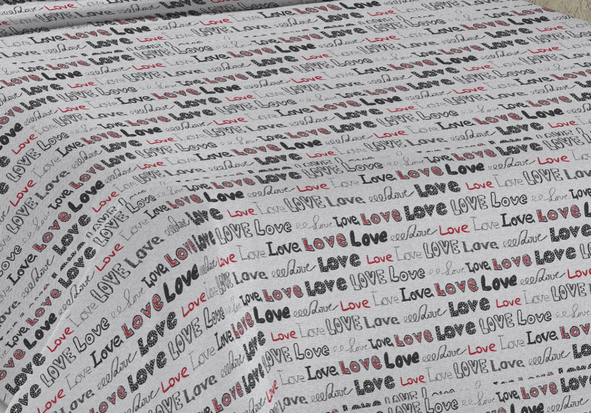 Lenzuolo Copriletto Estivo in Cotone Piquet - Scritta Love