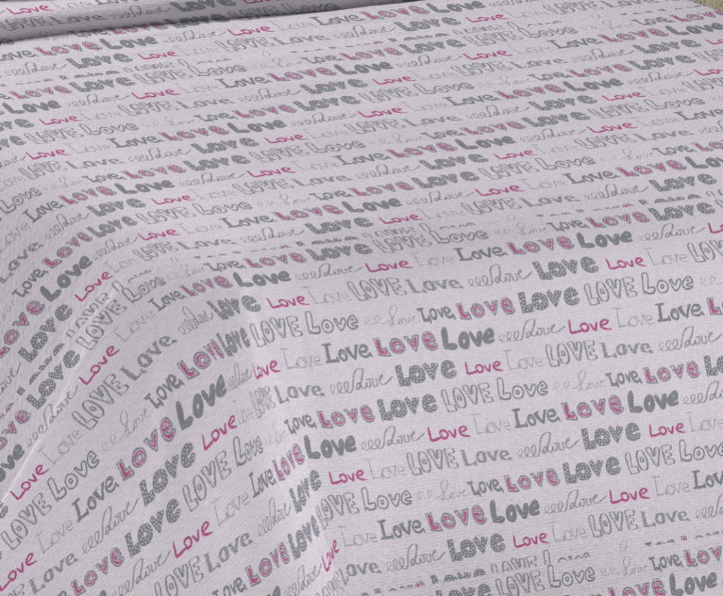 Lenzuolo Copriletto Estivo in Cotone Piquet - Scritta Love