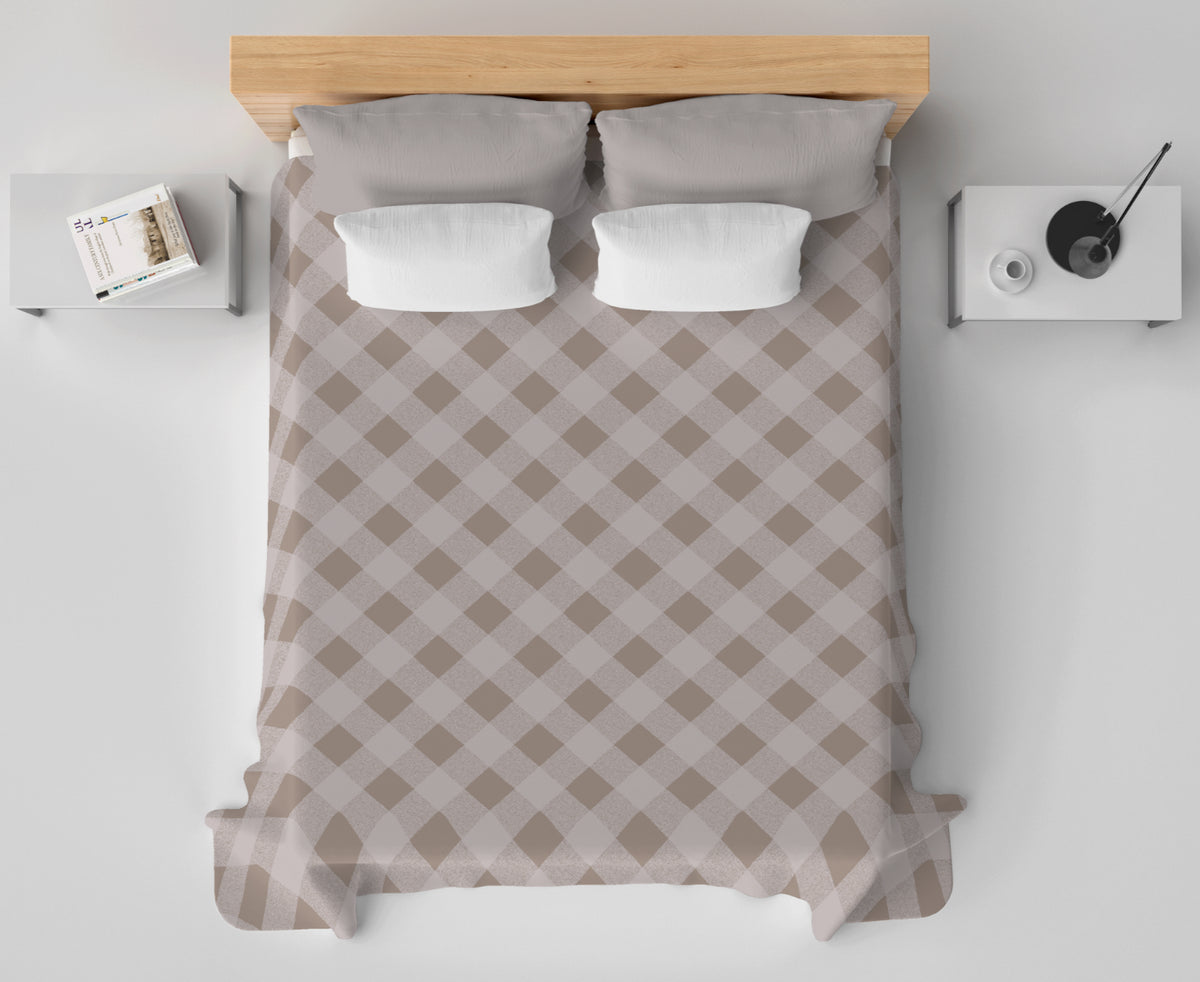 Lenzuolo Copriletto Estivo in Cotone Piquet - Fantasia Righe Diagonali Beige